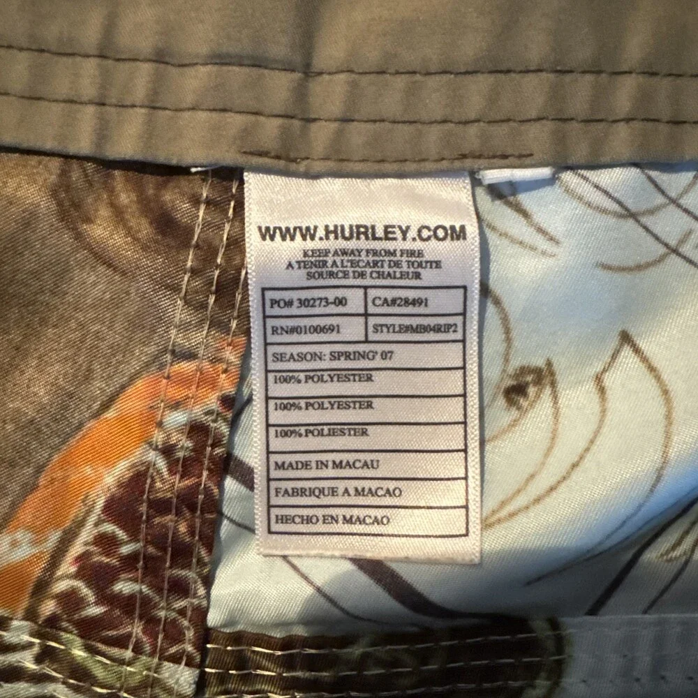 Hurley Mens AOP Dragon Design Multicolor Surf Swim Board Shorts Size 32
